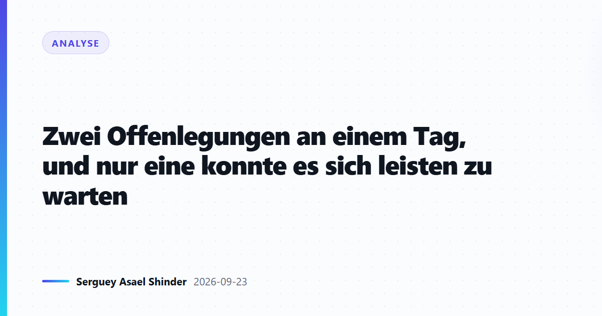 Zwei Offenlegungen an einem Tag, und nur eine konnte es sich leisten zu warten