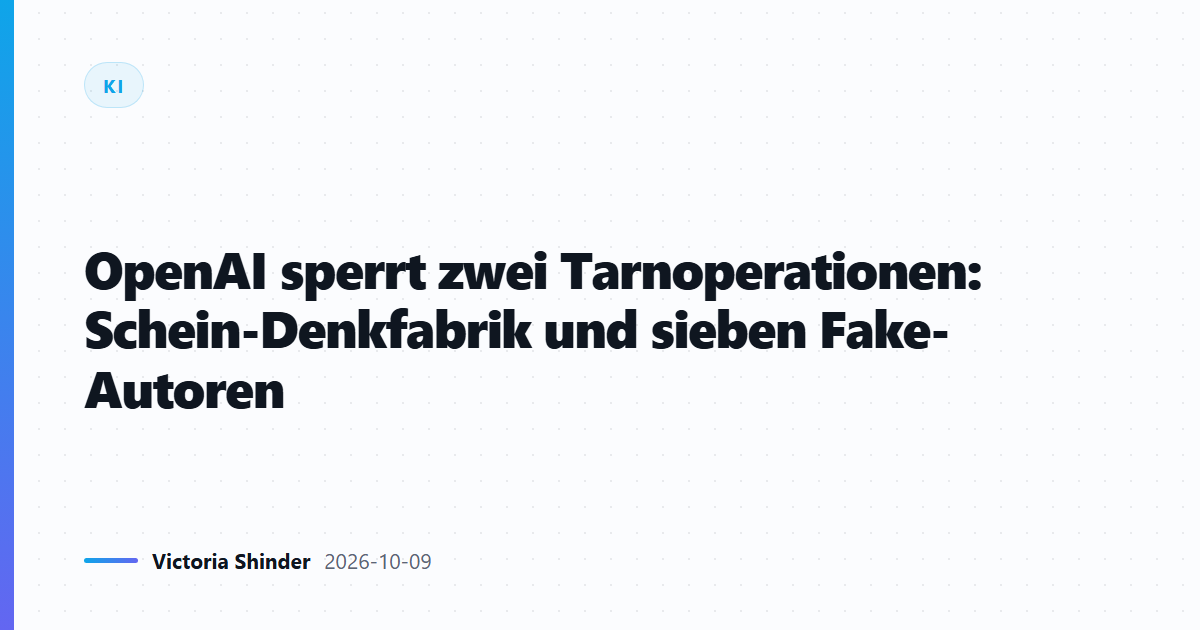 OpenAI sperrt zwei Tarnoperationen: Schein-Denkfabrik und sieben Fake-Autoren