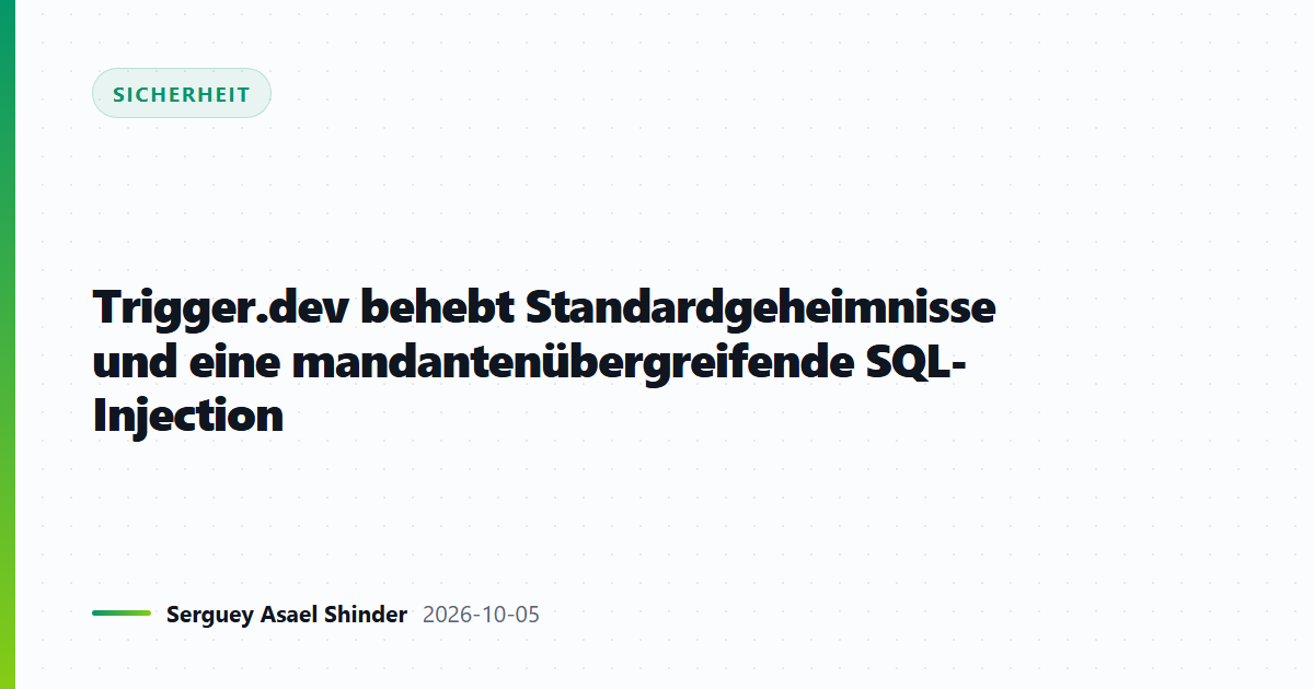 Trigger.dev behebt Standardgeheimnisse und eine mandantenübergreifende SQL-Injection