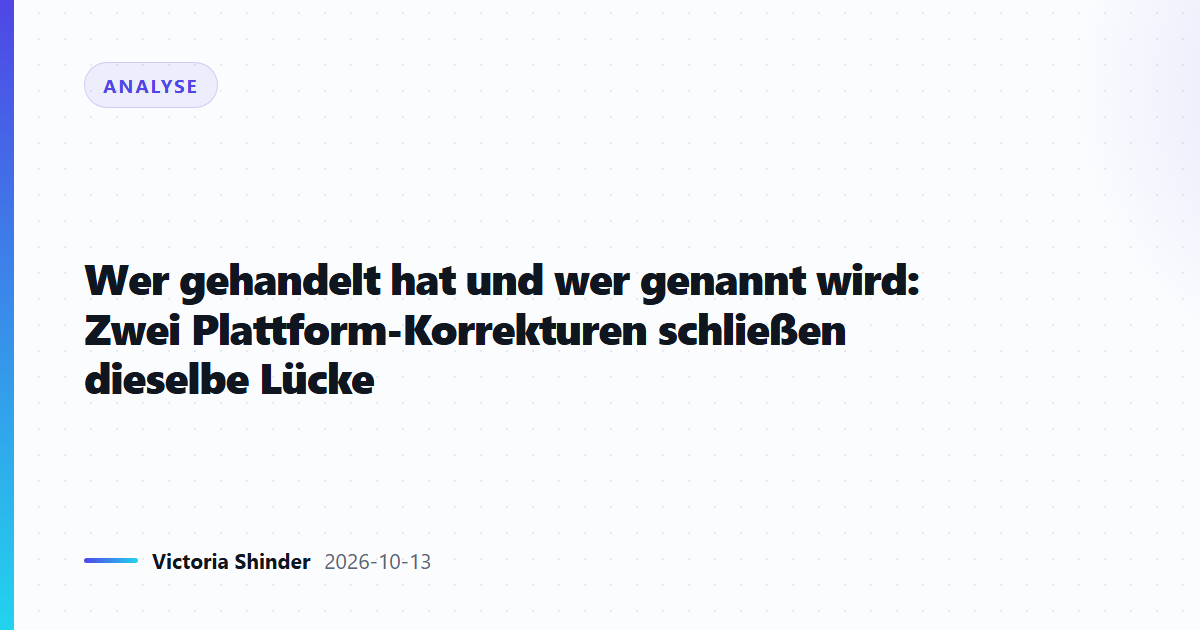 Wer gehandelt hat und wer genannt wird: Zwei Plattform-Korrekturen schließen dieselbe Lücke