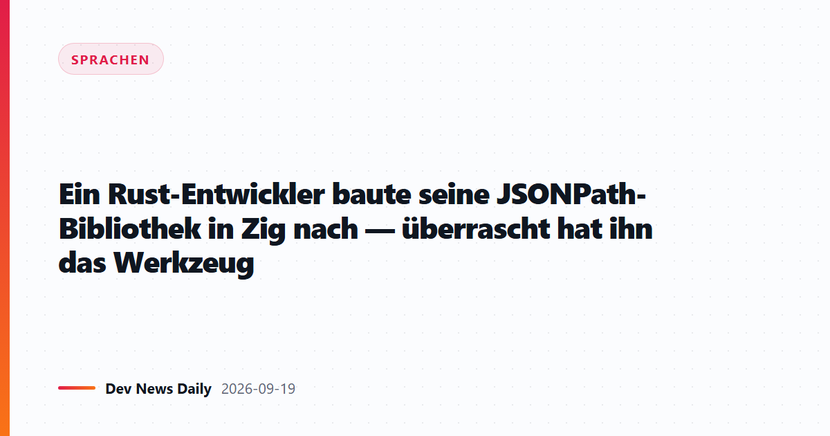 Ein Rust-Entwickler baute seine JSONPath-Bibliothek in Zig nach — überrascht hat ihn das Werkzeug