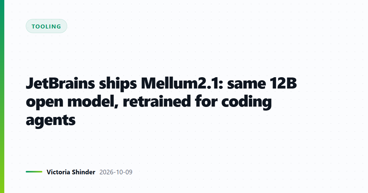 JetBrains ships Mellum2.1: same 12B open model, retrained for coding agents