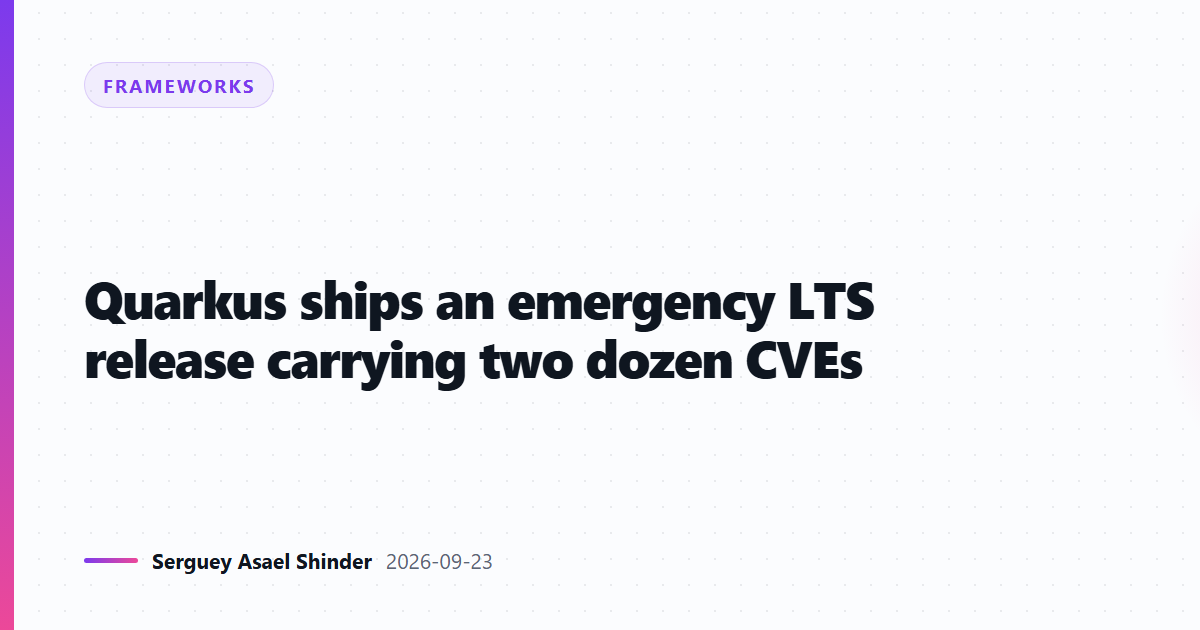 Quarkus ships an emergency LTS release carrying 29 CVEs