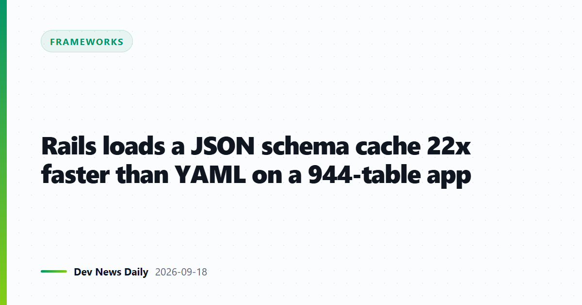 Rails loads a JSON schema cache 22x faster than YAML on a 944-table app