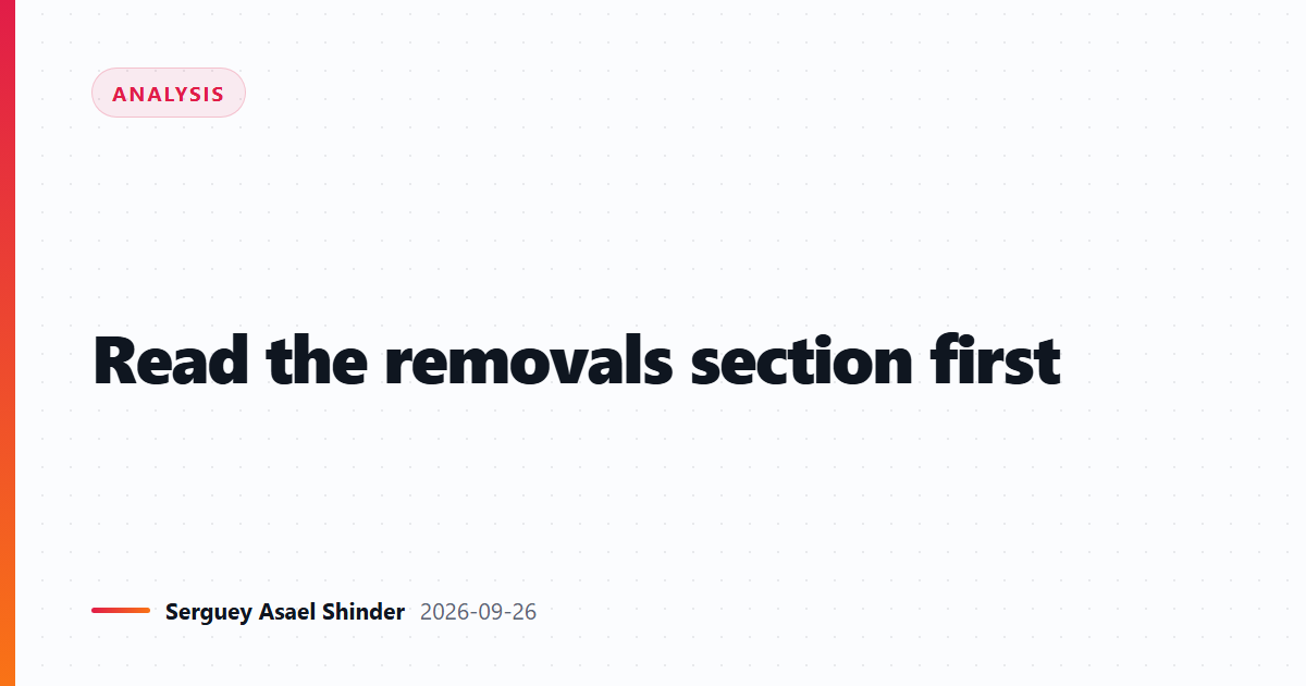 Read the removals section first