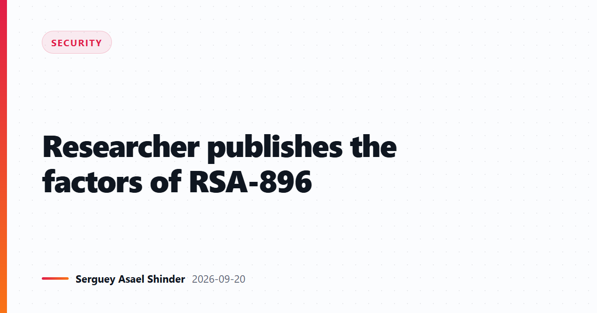 Researcher publishes the factors of RSA-896