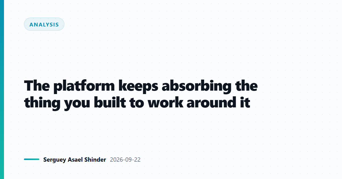 The platform keeps absorbing the thing you built to work around it