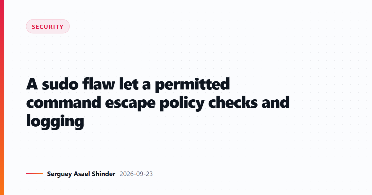 A sudo flaw let a permitted command escape policy checks and logging