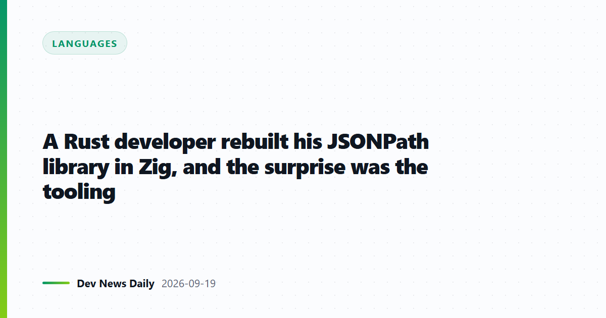 A Rust developer rebuilt his JSONPath library in Zig, and the surprise was the tooling